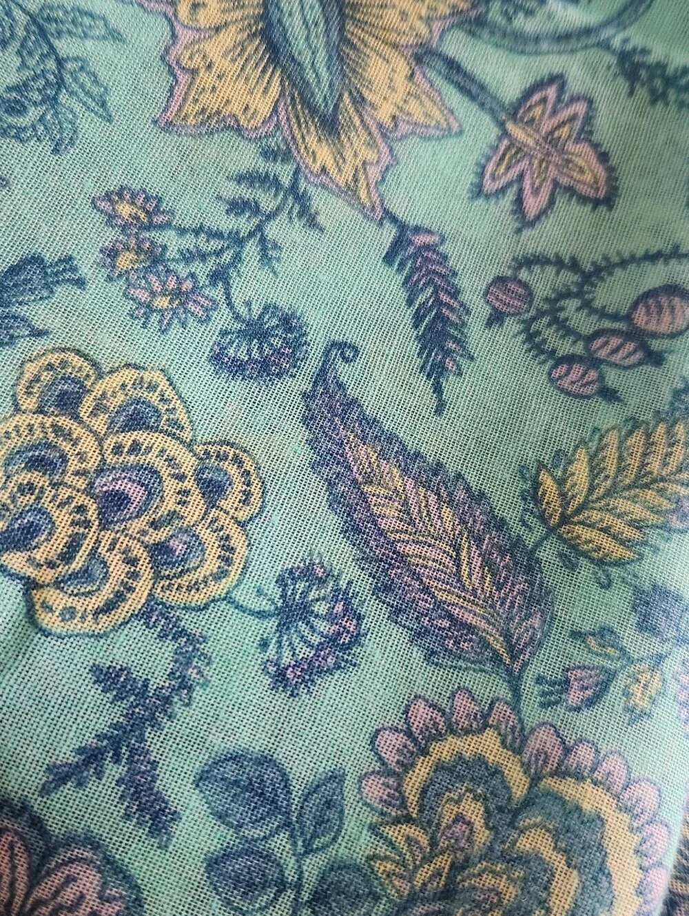 Lightweight Blue Mantra Floral Scarf - Women's Accessory